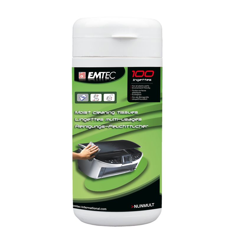 Салфетки для оргтехники в тубе антистатические для пластика, 100шт EMTEC