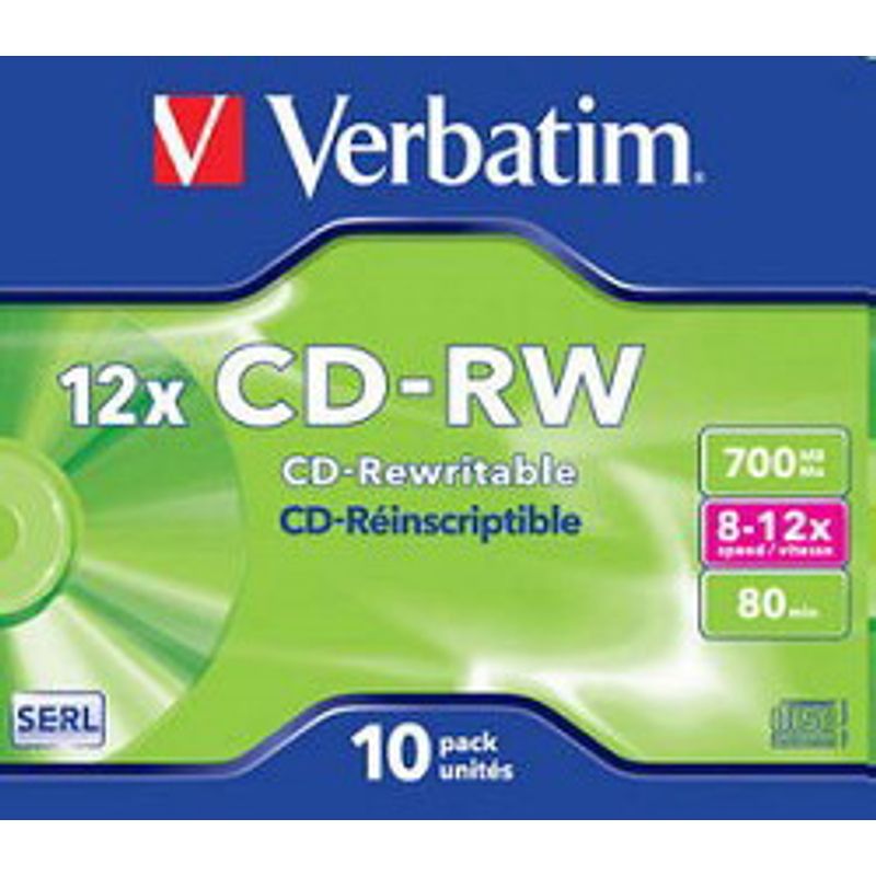 Диск CD-RW Jewel Verbatim DL + 700 MB / 80 min 8x-12х