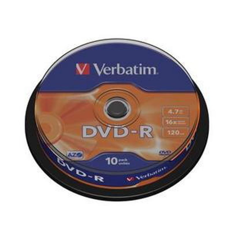Диск DVD-R (Cake 10) 4,7 GB Verbatim / 120 min