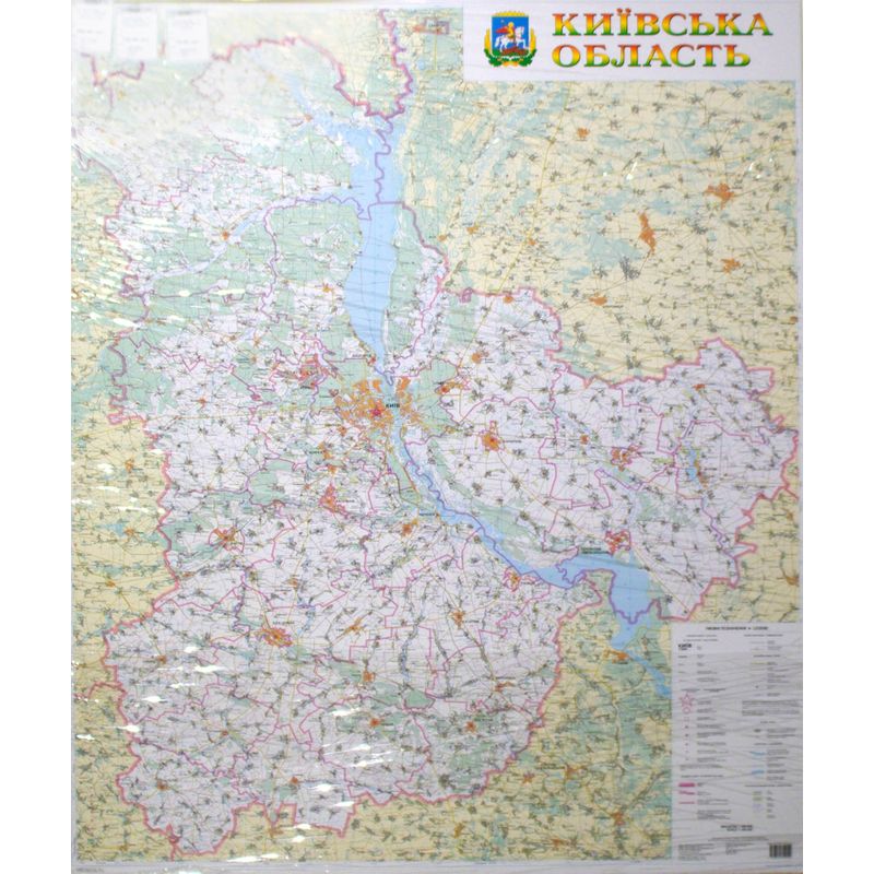 Карта Киевской обл. П/а 1:200000, 118х148, картон, на планках