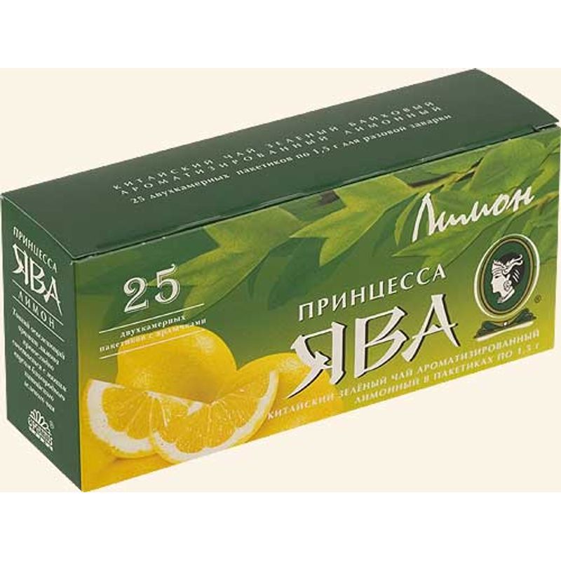 Чай Принцесса Ява зеленый с лимоном, (пакет на нитке) 25х2г