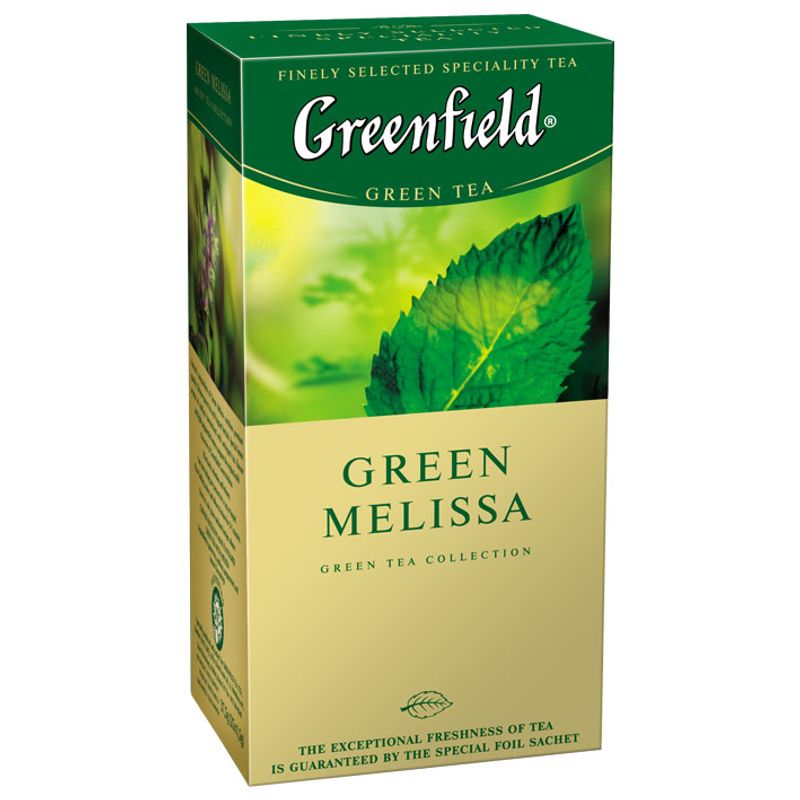 Чай Гринфилд зеленый с мелиссой GreenMelissa, (пакет на нитке) 25х2г