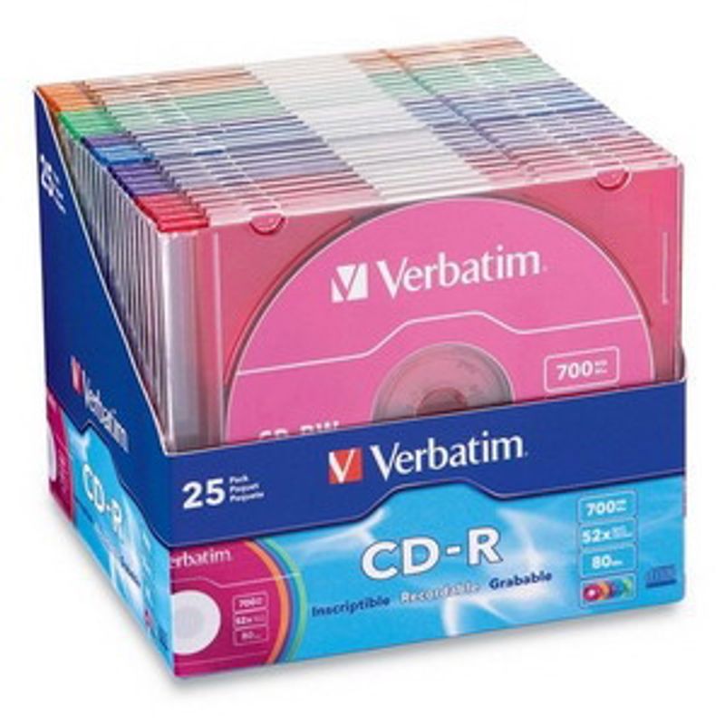 Диск CD-R Slim Verbatim DL 700MB/80 min 52x COLOUR