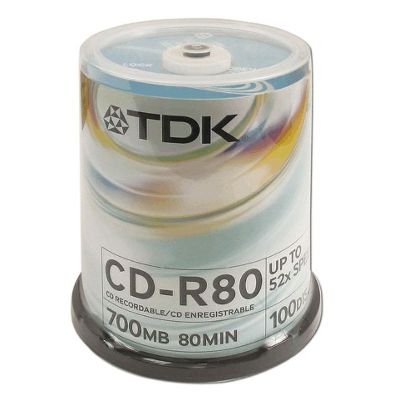 Диск CD-R (Cake 100) TDK DL 700 MB / 80 min 52х
