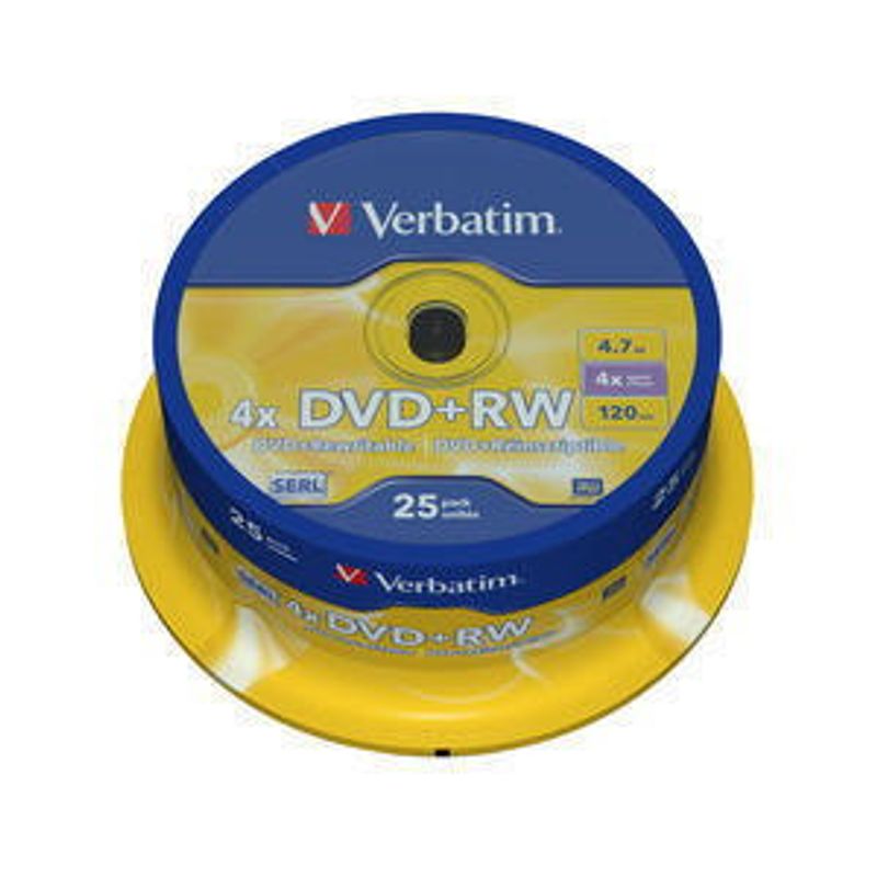 Диск DVD + RW (Cake 25) Verbatim 4,7 GB / 120 min 4x