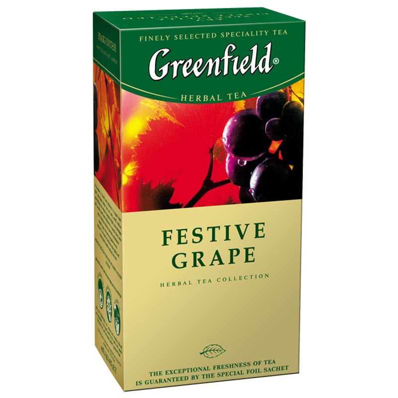 Чай Гринфилд травяной виногорад Festive Grape, (пакет на нитке) 25х2г
