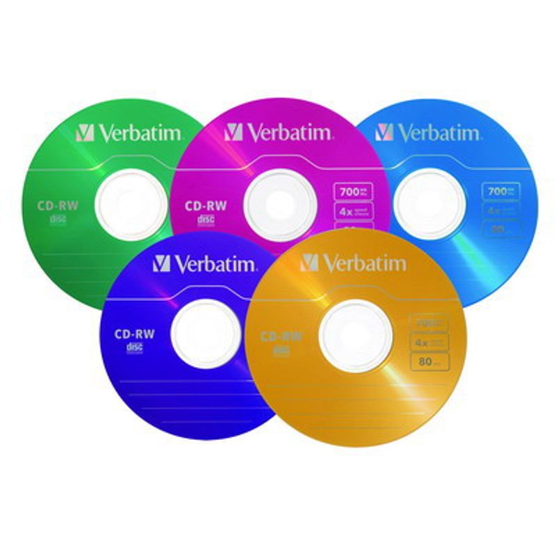 Диск CD-RW Slim Verbatim 700MB/80 min 8-12x Colour