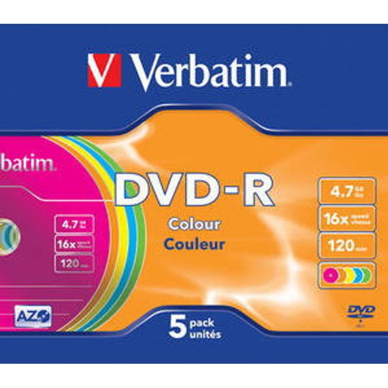 Диск DVD-R Slim Verbatim 4. 7GB/120min 16x Colour