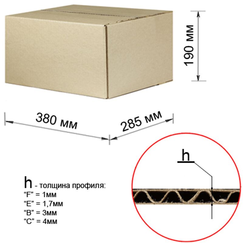 Гофрокороб 380х285х190 КГ-2К1 бурый