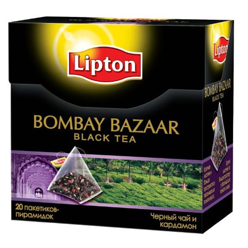Чай Липтон черный Bombay bazaar, (пирамидка с ниткой) 20х1,5 г