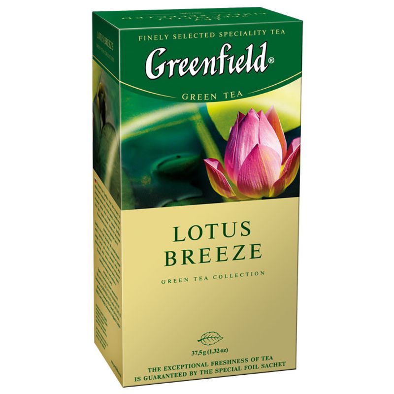 Чай Гринфилд зеленый с лотосом Lotos Breeze, (пакет на нитке) 25х2г