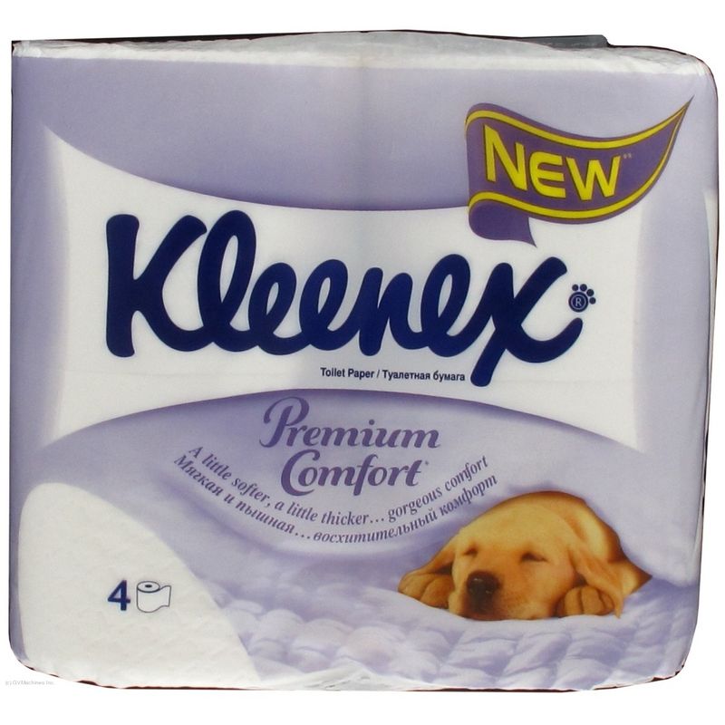 Туалетная бумага на гильзе 3-х слойная Kleenex Premium белая (4 рулона)