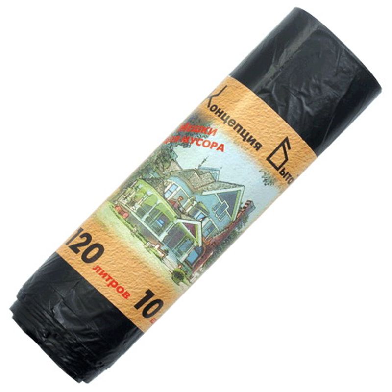 Кульки для мусора 120 л, 70 х 110 см, плотные (LD), 10 шт.