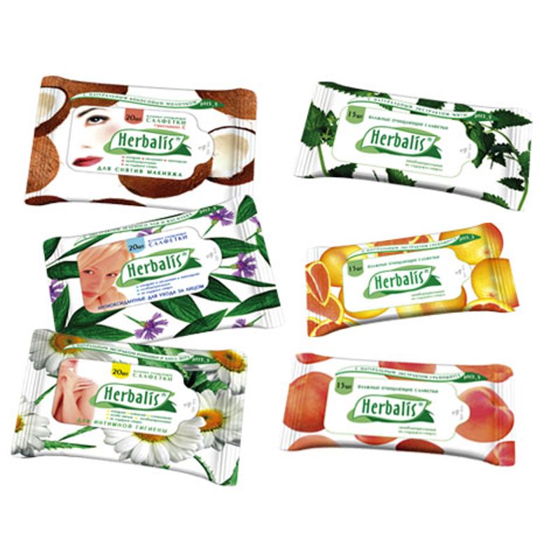 Салфетки влажные для снятия макияжа Herbalis 20 шт