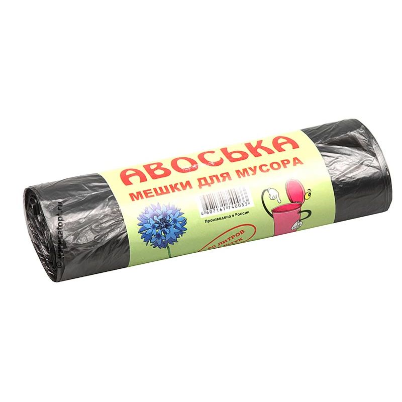 Пакеты д/мусора 60л, 60х80см, стандарт (HD), 20шт