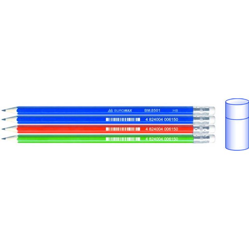 Карандаш с ластиком BM. 8501 ассорти корпус