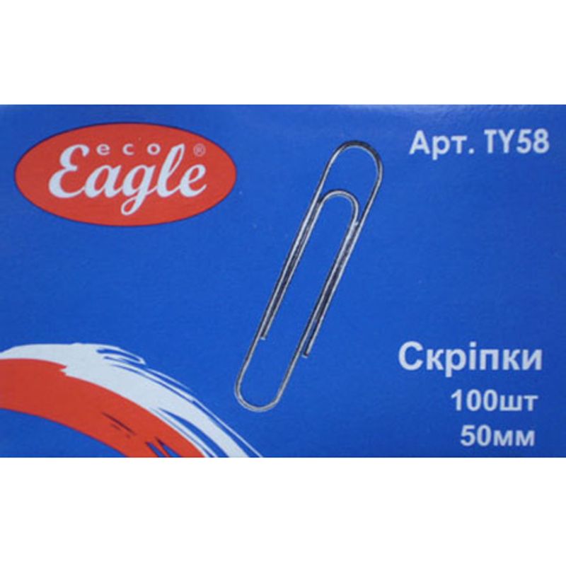 Скрепки 50 мм, 100 шт, круглые никель
