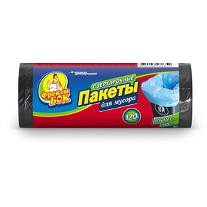 Кульки для мусора 120 л, 70 х 110 см, плотные (LD), 10 шт., черные