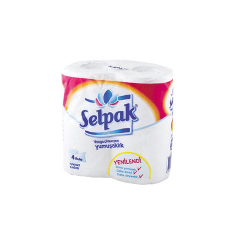 Туалетная бумага на гильзе 3-х слойная SELPAK белая (4 рулона)