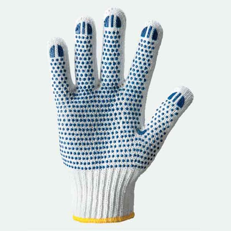 Перчатки х/б с ПВХ точкой, Extra White (7 класс, 3 нити)