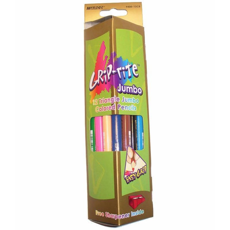 Карандаши цветные набор 12 шт. Grip-rite JUMBO, трехгранные
